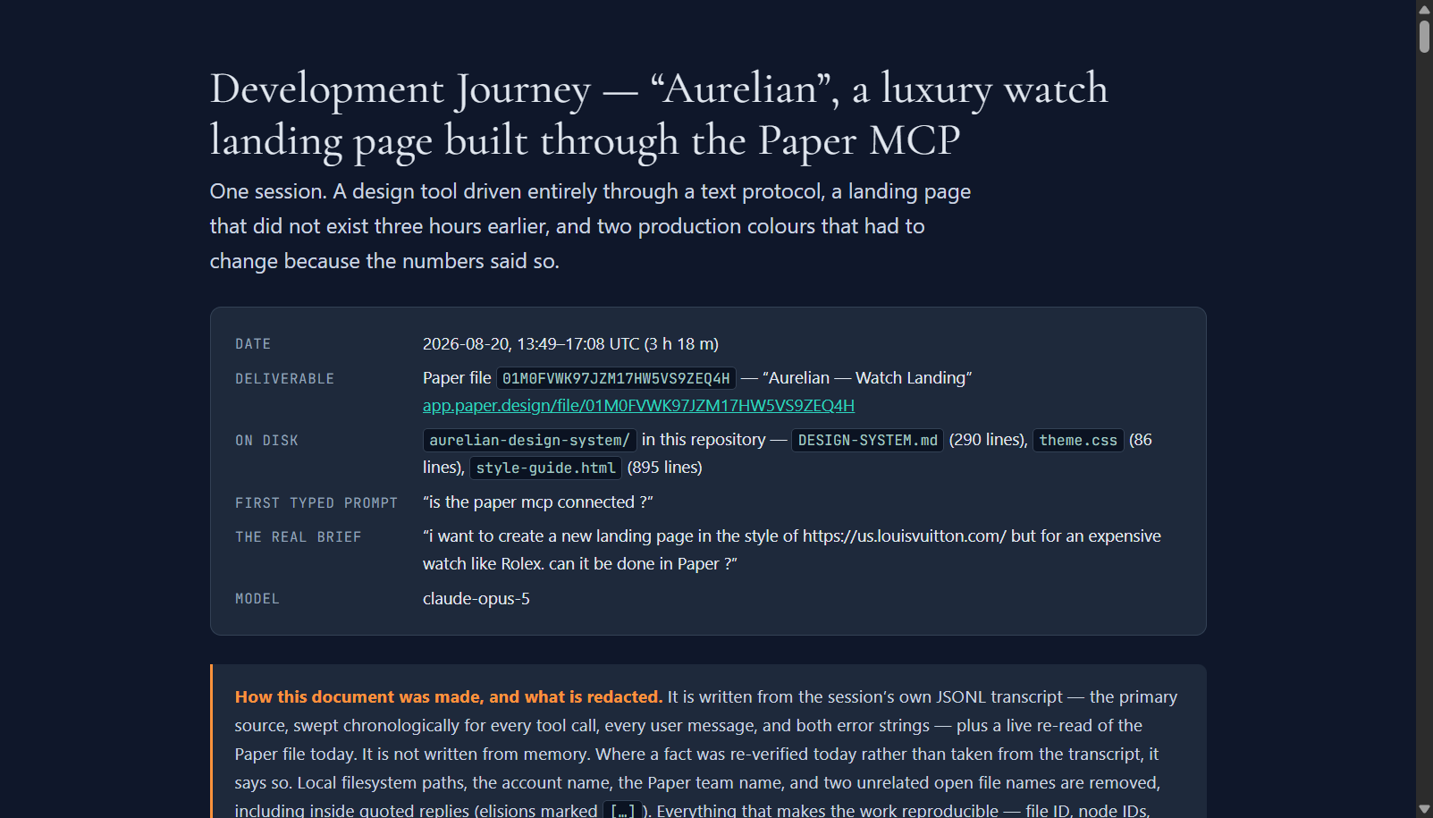 Development journey, Claude workstream