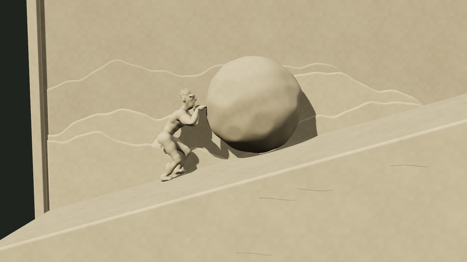 Sisyphus, in Stone: captured frame from the animation