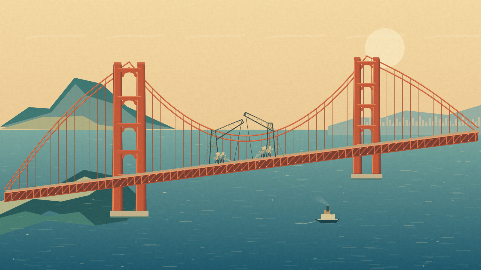 Joining the Golden Gate: captured frame from the animation
