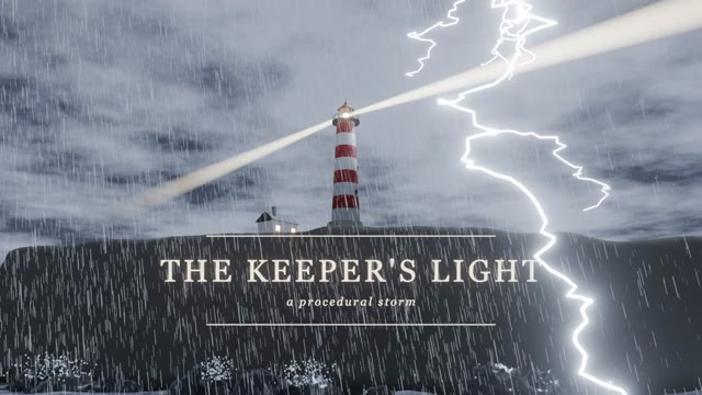The Keeper's Light: a lighthouse in a storm with lightning