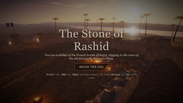 The Stone of Rashid: title over a fort ruin at dusk