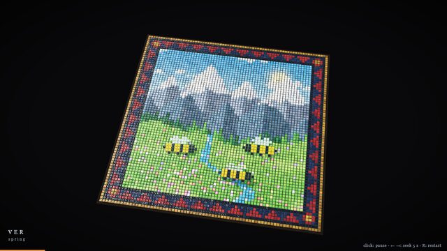Four Seasons in Glass: a glass-tile mosaic of a meadow
