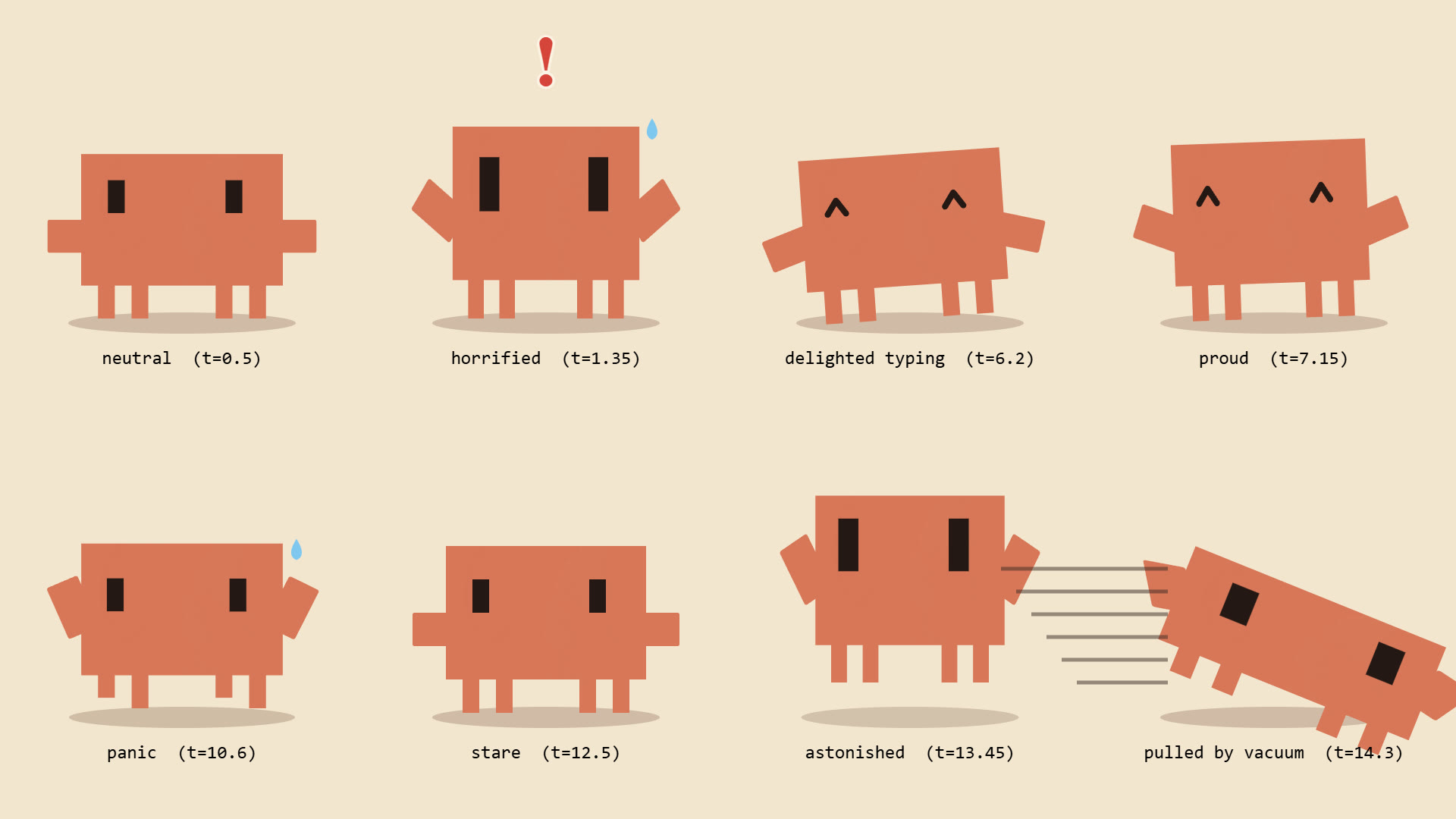 Pose sheet: 8 Clawd poses