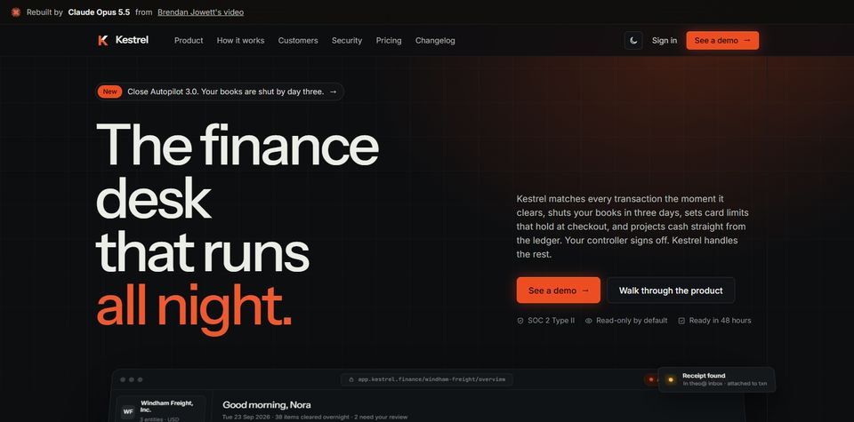 Kestrel, finance SaaS