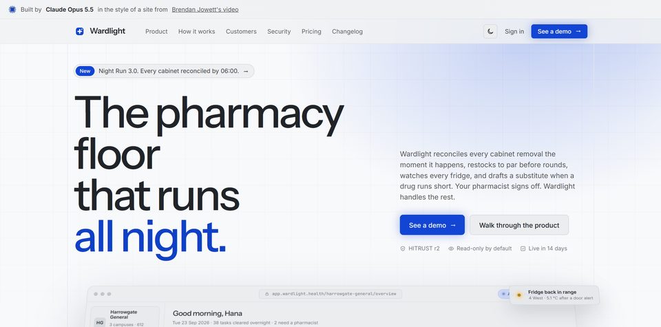 Wardlight, overnight hospital pharmacy