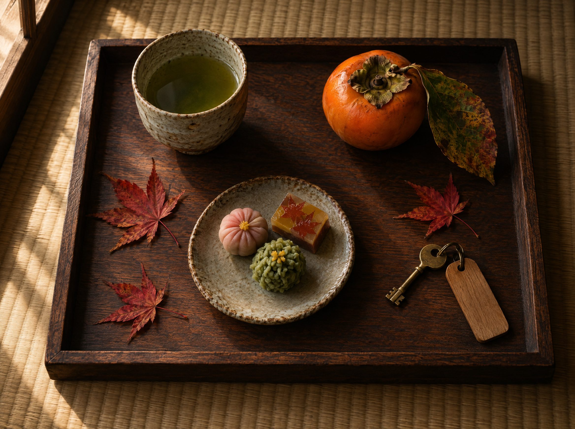 Matcha, a persimmon and the key to room 7