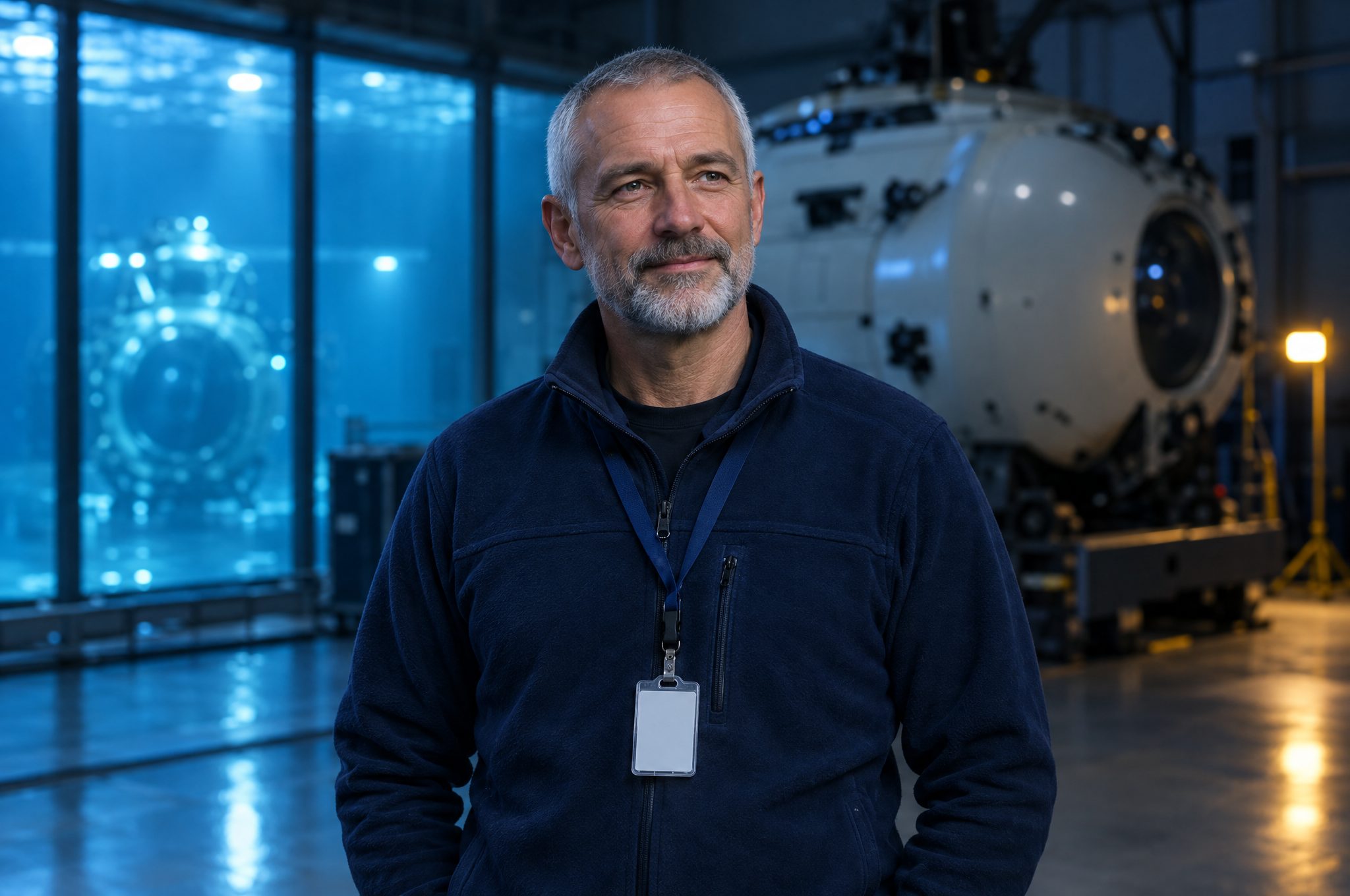 Dive physician in the Port Tamsin hangar
